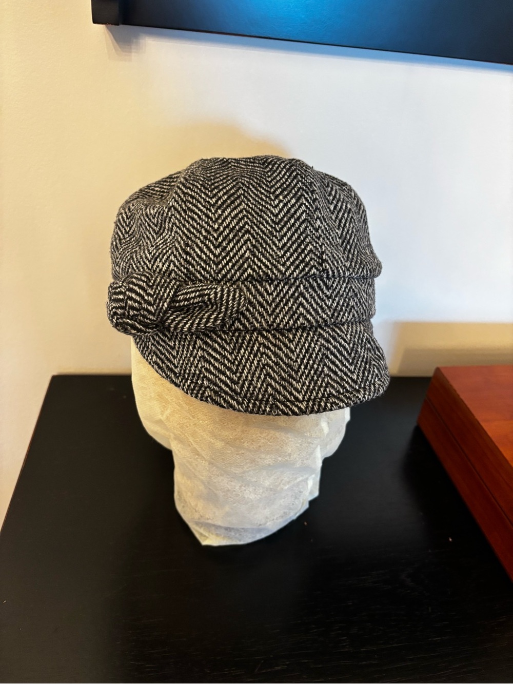 Black and White Herringbone Cadet Cap -
